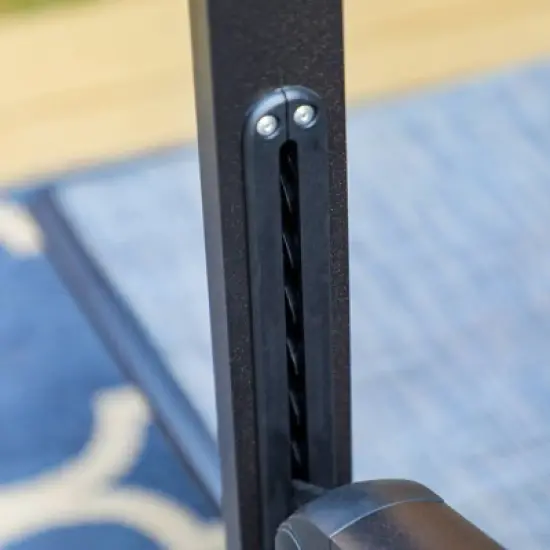 7pc Outdoor Dining Set with 7 Position Adjustable Folding Chairs & Metal Rectangle Table with Umbrella Hole - Captiva Designs image {13}