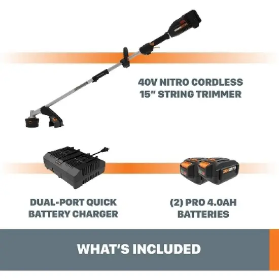 Worx Nitro WG186 40V Power Share PRO Attachment-Capable Driveshare 15" Cordless String Trimmer image {1}