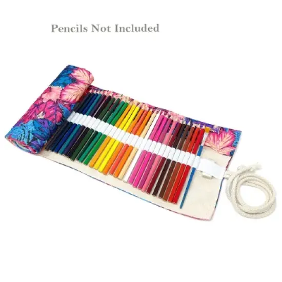 Wrapables Pencil Roll Organizer, Colored Pencil Wrap Pouch (72 slots), Vibrant Leaves image {3}