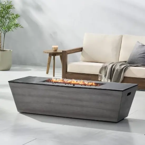 Langton Outdoor 50000 BTU Light Weight Concrete & Ceramic Rectangular Fire Pit - Christopher Knight Home image {2}