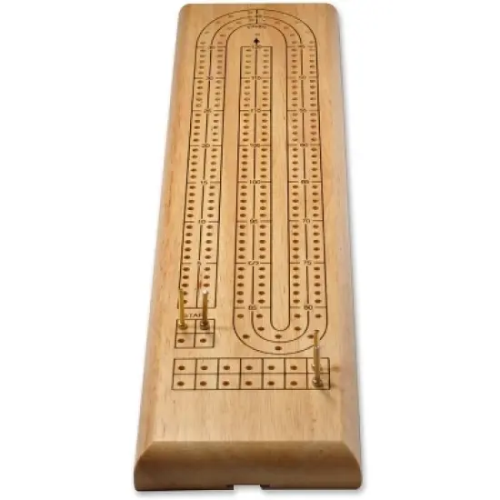 WE Games Classic Cribbage Set - Solid Wood Continuous 2 Track Board with Metal Pegs image {1}