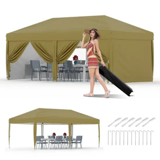20x10 Pop Up Canopy Tent Outdoor Canopy One-Person Set Up Heavy Duty Commercial Instant Tent Shelter, 6-Sidewall image {11}