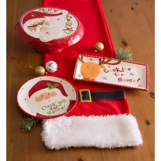 Design Imports  Christmas Embellished Table Runner, Red Santa Claus Belt, 14X72" image {5}