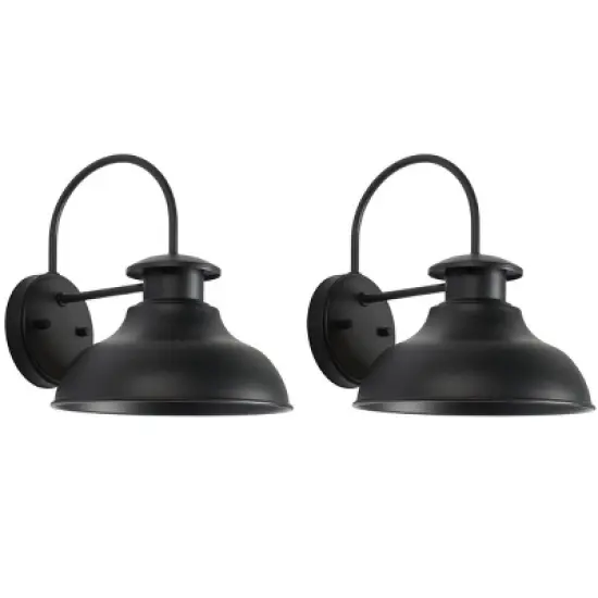 Linden 10" Outdoor Wall Sconce (Set of 2) - PLT7001 - Black - Safavieh image {4}