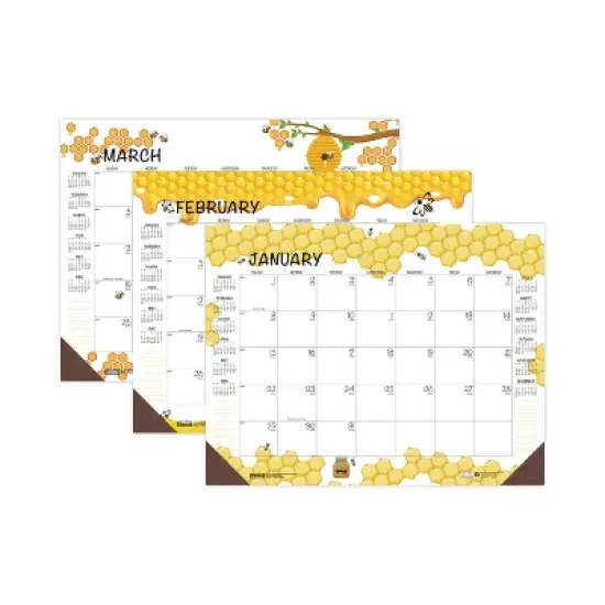 Recycled Honeycomb Desk Pad Calendar, Honeycomb Artwork, 18.5 x 13, White/Multicolor Sheets, 12-Month (Jan to Dec): 2026 image {4}