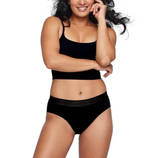 Proof Women's Mesh Trim Briefs, Moderate Absorbency Period Underwear - Black image {8}
