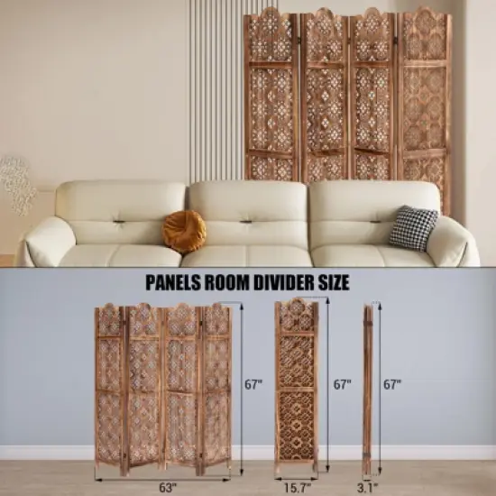 Tall Room Divider,Japanese Room DividerScreen Room Dividers, Folding Wooden Privacy Partition for Room image {1}