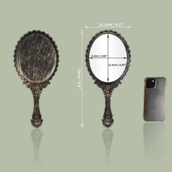 Unique Bargains Hand Mirror with Handle 9.8" L x 4.5" W 1 Pc image {1}