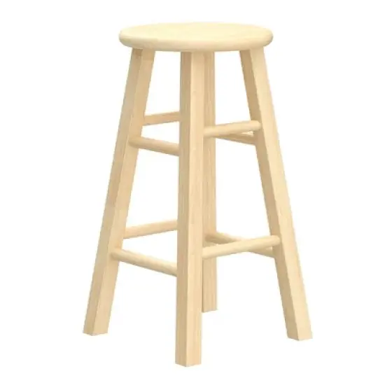 PJ Wood Classic Round-Seat 24" Tall Kitchen Counter Stools for Homes, Dining Spaces, and Bars with Backless Seats, 4 Square Legs, Natural (Set of 10) image {4}