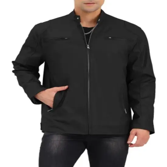 Lars Amadeus Men's Stand Collar Zip Up Motorcycle Biker Faux Leather Jacket image {8}