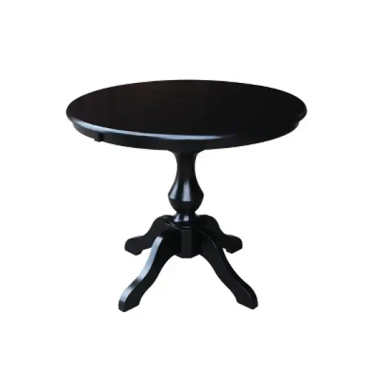 36" Round Extension Table with 4 Madrid Ladderback Dining Chairs Black - International Concepts image {2}