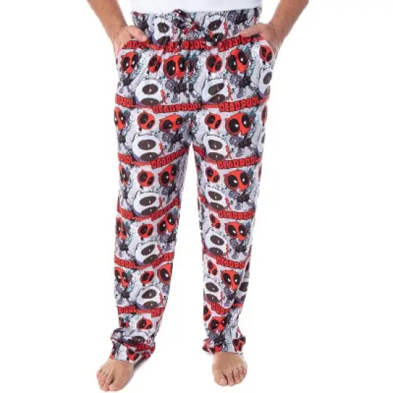 Marvel Men's Deadpool Chibi Character Print Adult Sleep Lounge Pajama Pants Chibi Deadpool image {4}