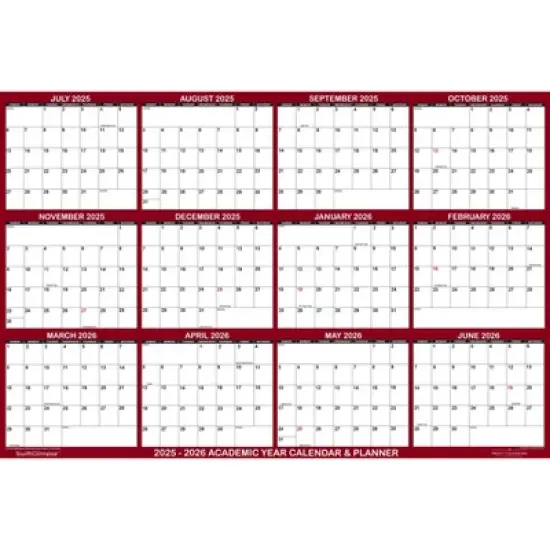 SwiftGlimpse 24"x36" 2025 Wall Calendar Maroon image {1}
