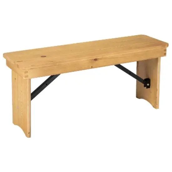 Merrick Lane Antique Solid Pine Folding Farmhouse Style Bench image {15}
