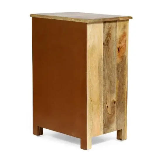 Sandia Handcrafted Boho 4 Drawer Mango Wood Nightstand Natural/White - Christopher Knight Home image {3}