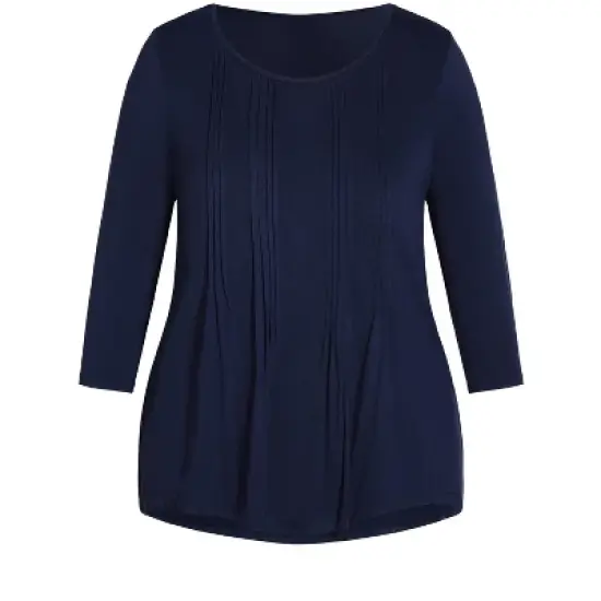 Women's Plus Size Milly Pleat Plain Top - navy | AVENUE image {2}