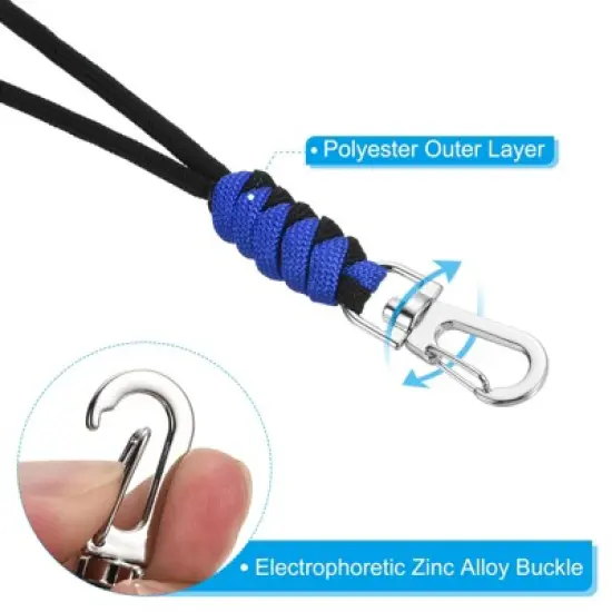 Unique Bargains Braided Wrist Polyester Keychain Wallets Badge Lanyard with Hook 2 Pcs image {3}