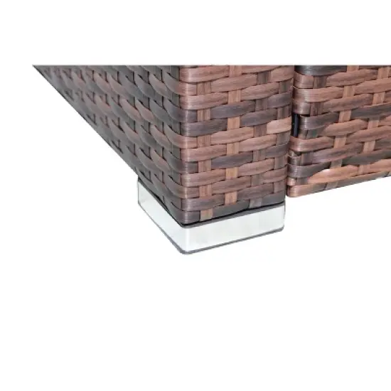 4pc Wicker Patio Sectional Seating Set with Cushions - Natural - GODEER image {8}