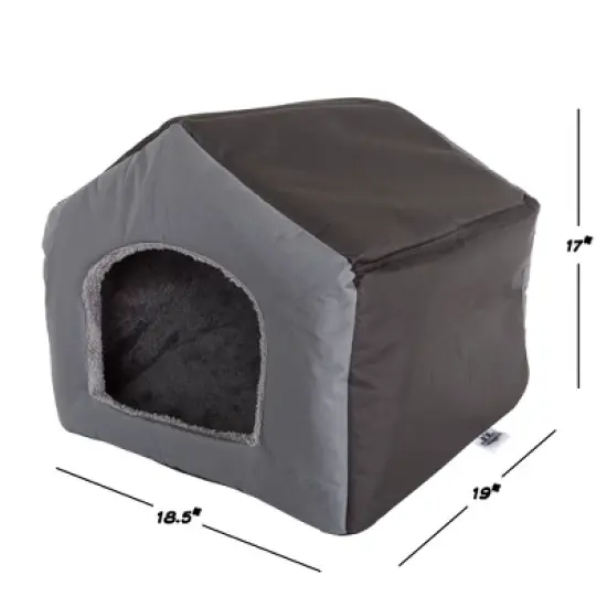 Petmaker Cozy Cottage House Shaped Dog Bed - Gray image {2}