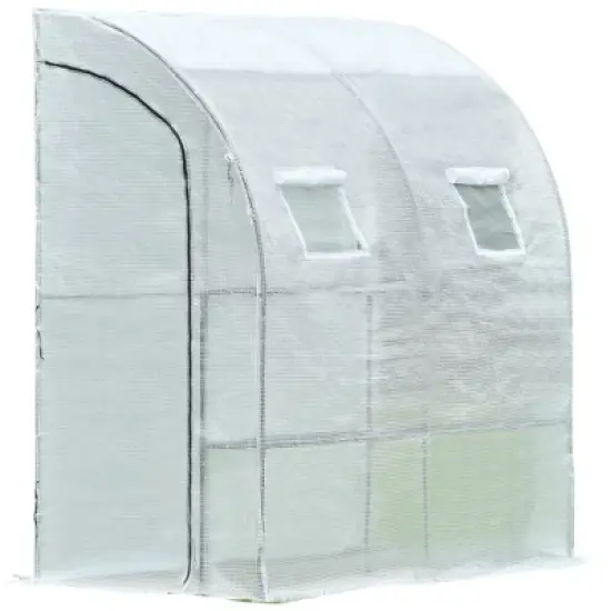 Aoodor 6.7ft. x 3.3ft. x 7.2ft. Outdoor Walk-in Greenhouse Lean to Portable Wall Two Doors image {7}