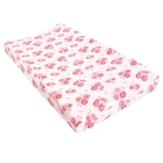 Hudson Baby Infant Girl Changing Pad Cover, Blush Rose, One Size image {2}
