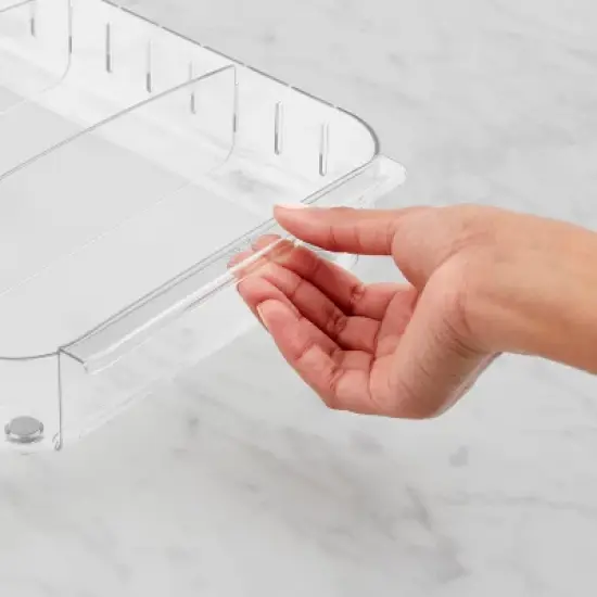 YouCopia 9"x15" Plastic RollOut Fridge Caddy - Clear: Refrigerator Organizer, Multi-Compartments, Freestanding image {2}