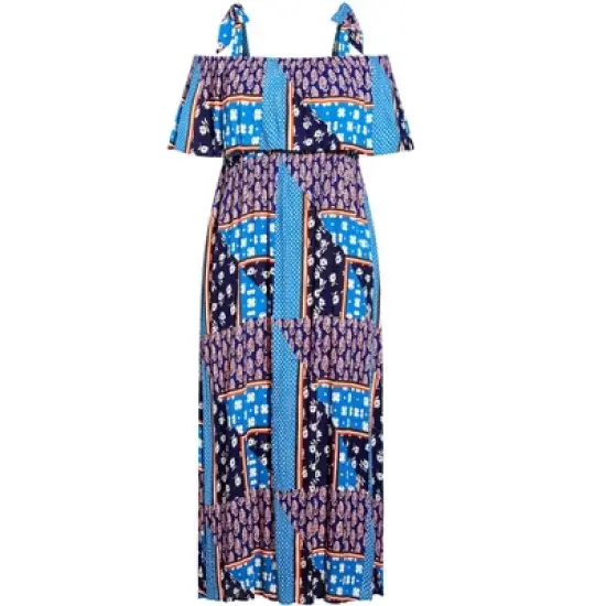 Women's Plus Size  Oslo Maxi Dress - blue print | EVANS image {2}