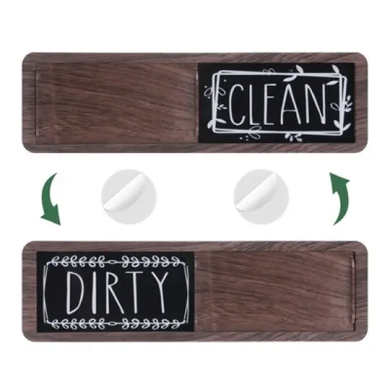Unique Bargains Wood Kitchen Hotel Indicating Clean Dirty Sign Rectangle Dishwasher Magnet image {7}