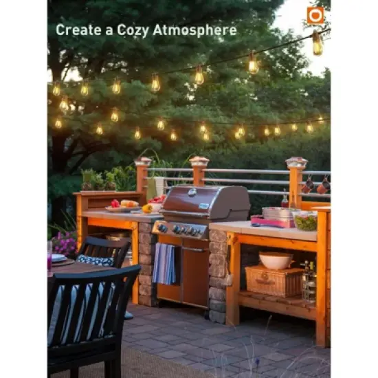 Itopfox 100FT LED Outdoor String Lights with Remote, Dimmable Patio Lights, Timer & 3 Lighting Modes, 32 Shatterproof Edison Bulbs, Waterproof image {8}