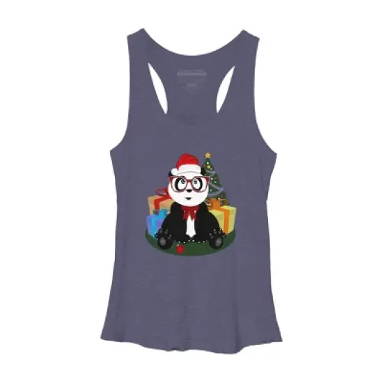 Women's Design By Humans Christmas - Panda Nerd By Adamzworld Racerback Tank Top image {4}