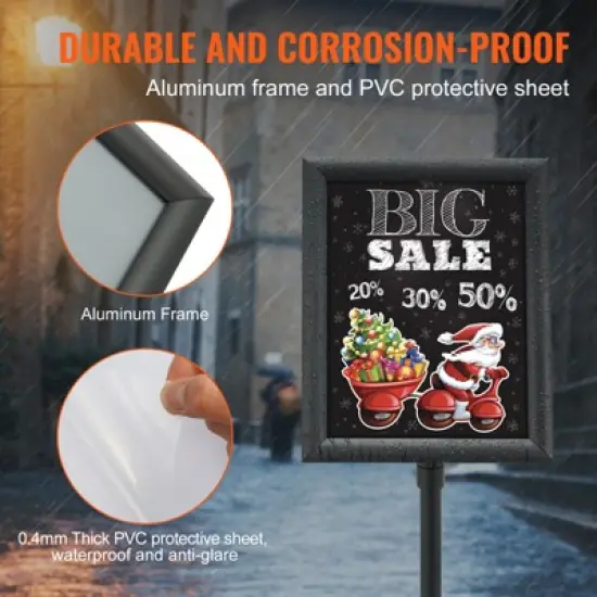 VEVOR Pedestal Sign Holder, 8.5 x 11 Inch Vertical and Horizontal Adjustable Poster Stand, Heavy-Duty Floor Standing Sign Holder, Black image {5}