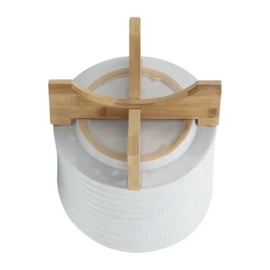 SEVOBAL Planters Small Plant Pot with Drainage Plug and Stand and Legs for Indoor Home Office Table Plants Flowers Herb, White, 8"*8"*10" image {2}