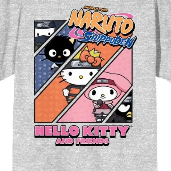 Naruto X Hello Kitty Character Panels Men's Short Sleeve Shirt & Sleep Shorts Set image {2}