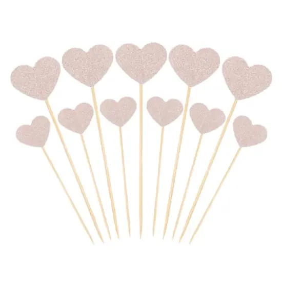 Unique Bargains Wedding Engagement Birthday Decoration Heart Shape Cupcake Toppers Picks 50 Pcs image {8}