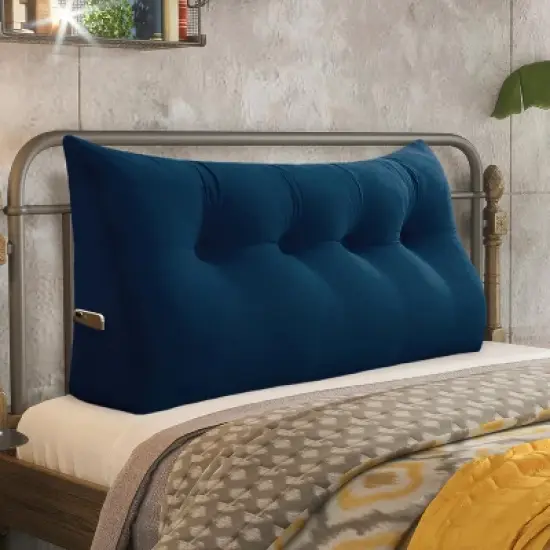 Acoinel Retro-Inspired Bed Wedge Pillow: Removable Velvet Cover, Headboard Bolster & Back Support image {4}