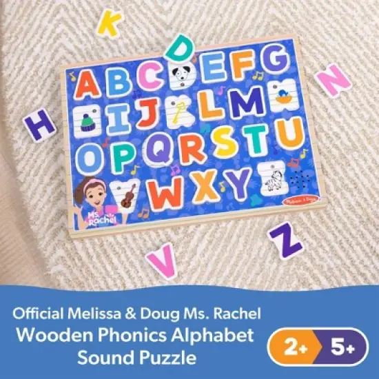 Melissa & Doug&reg; Ms. Rachel Wooden Phonics Alphabet Sound Puzzle with Light-Activated Sound Effects, 26-Piece: Educational Aid image {8}