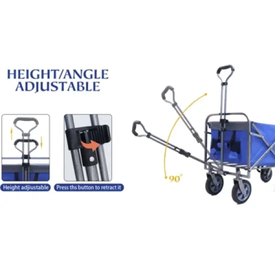 FATMOON Foldable Utility Wagon Cart with 4 All-Terrain Wheels & 150lbs Capacity | Portable Folding Wagon for Camping,Beach,Shopping,Picnics image {9}