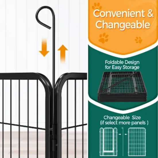 Yaheetech 8 Panels 47.5&Prime; Dog Playpen Panels Steel Dog Cat Exercise Barrier, Black image {6}