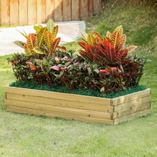 LuxenHome Natural Wood 3.8ft x 2ft Raised Garden Bed image {1}