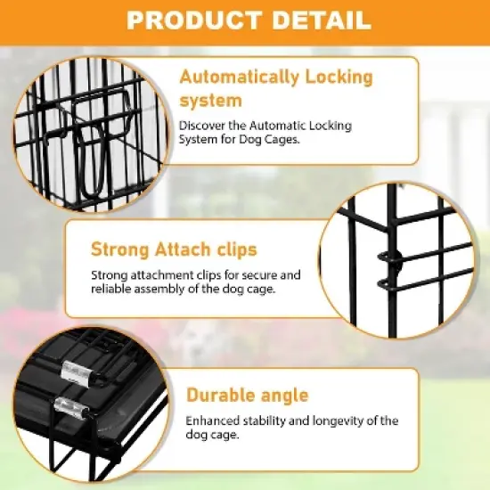 BestMassage 24/30/36/42/48 Inch Dog Crate Dog Cage Dog Kennel with Double Door Removable Tray & Handle Indoor Outdoor Pet Crate image {4}