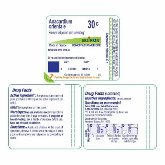 Anacardium Orientale 30C by Boiron Homeopathic Single Medicine For Digestive  -  80 Pellet image {1}