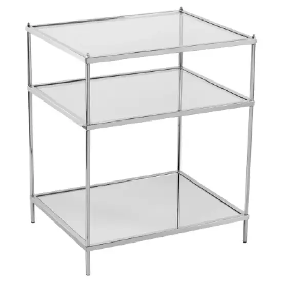 Benton Glam Mirrored Side Table - Chrome - Aiden Lane image {2}