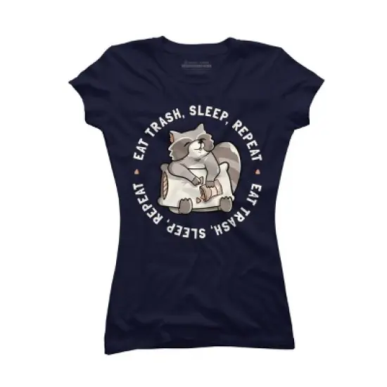 Junior's Design By Humans Eat Garbage Sleep Repeat Cute Funny Gift By EduEly T-Shirt image {4}