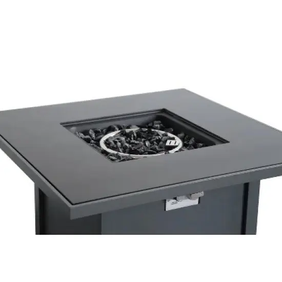 30" Powder-Coated Metal Fire Pit with Smoked Glass Surface image {3}