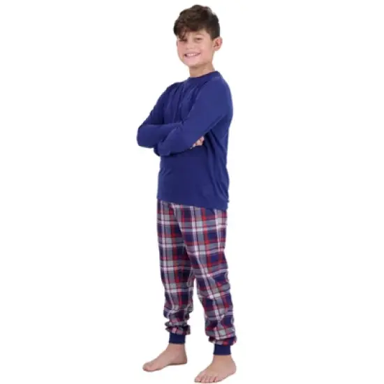 Sleep On It Boys 2-Piece Plaid Pajama Set - Navy image {3}