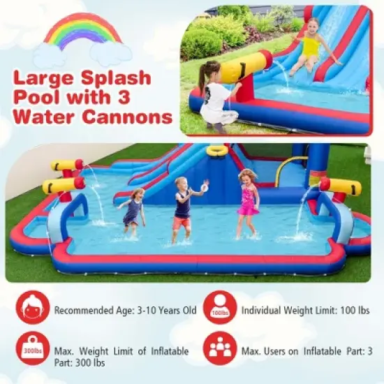 Costway Inflatable Water Slide Park Kids Bounce House Climbing Jumping without Blower image {5}