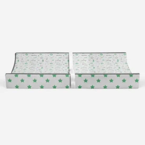 Bacati - Soccerball Green/Gray Muslin Changing Pad Cover image {5}