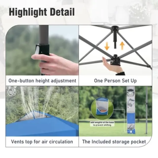 Captiva Designs 10&rsquo;x10&rsquo; Instant Pop Up Canopy Tent &ndash; One-Push Setup with Vented Roof, Includes Storage Bag and Accessories image {2}