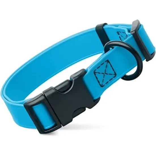Dogline Biothane Waterproof Collar with QR Buckle Cyan Blue image {6}