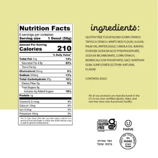 Katz Gluten Free Plain Donuts - 6 Pack image {1}